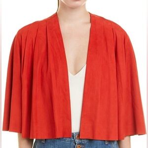 Alice + Olivia Suede Jacket cape Red